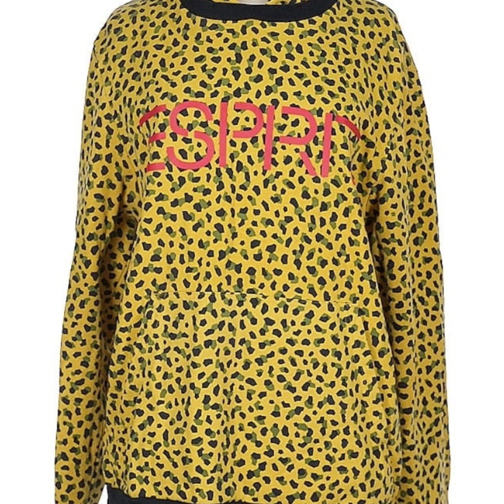 Esprit Yellow and Black Leopard Print Sweatshirt